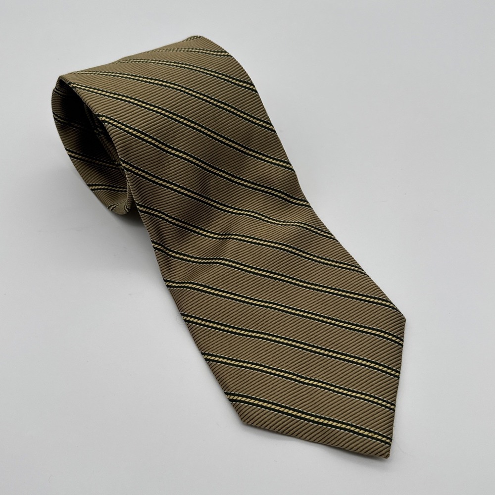 Brooks Brothers Pure Silk Necktie Mens Gold Diagonal Striped 57.5‎ X 3.75